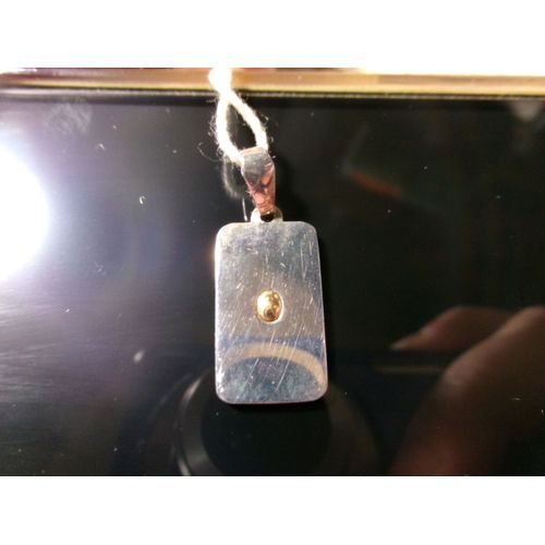 Pendentif Rectangulaire Argent  925 + Goutte D'or "M.V.X."