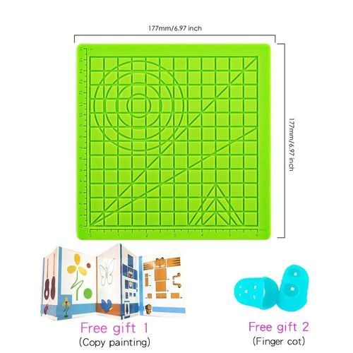 Stylo de dessin d'impression 3D en silicone,bloc de conception avec des galets de base,livré avec 2 doigtiers- Green 17cm x17cm