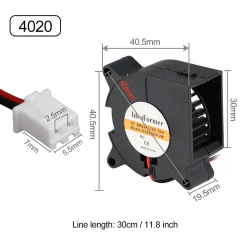 Ventilateur de refroidissement centrifuge sans balais à 2 fils,accessoires d'imprimante 3D- 40x40x20 Turbo Fan-12V