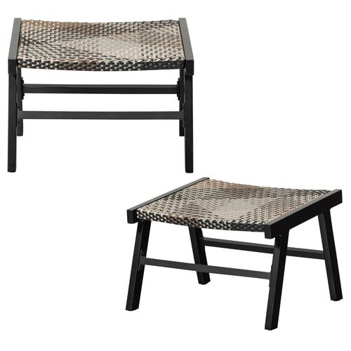 Lot De 2 Repose-Pieds De Jardin En Aluminium Noir