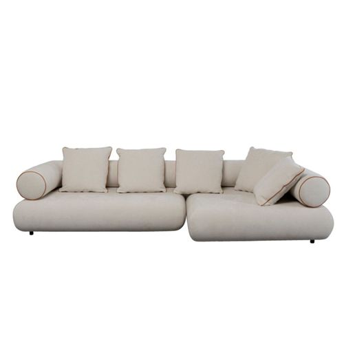 Canapé D'angle Droit 4 Places En Polyester Crème