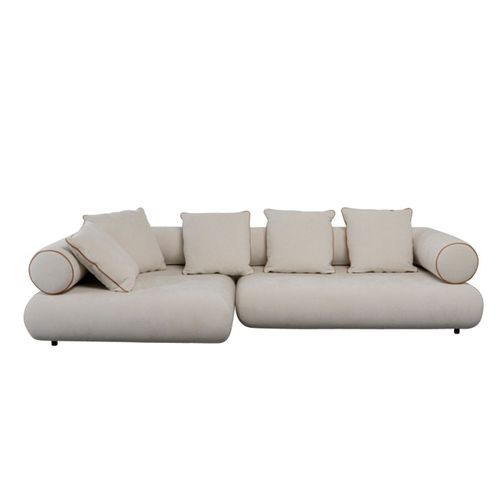 Canapé D'angle Gauche 4 Places En Polyester Crème