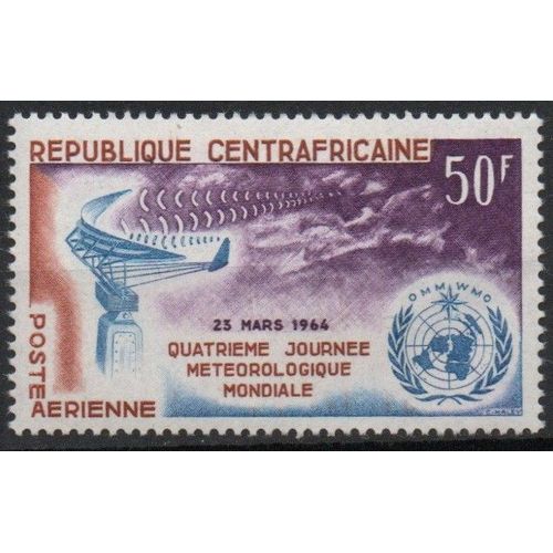 Centrafrique Timbre Journée Météorologique Mondiale 1964