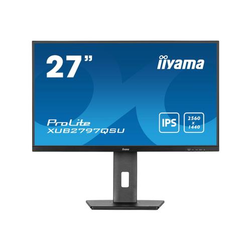 iiyama ProLite XUB2797QSU-B2 - Écran LED - 27" - 2560 x 1440 QHD @ 100 Hz - IPS - 300 cd/m² - 1300:1 - 1 ms - HDMI, DisplayPort - haut-parleurs - mat, noir