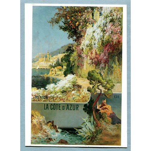 Carte Postale - Menton - Eze - Cap Martin - La Côte D' Azur - Affiche Ancienne 1910 - Signée E L Lessieux