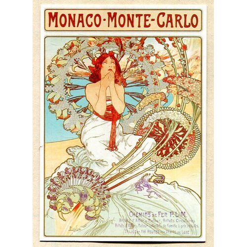 Carte Postale - Monaco - Monte Carlo - Affiche Chemins De Fer P L M - Signée Mucha - 1897