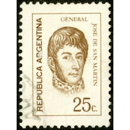 Timbre Oblitéré Republica Argentina, General Jose De San Martin, 25 C