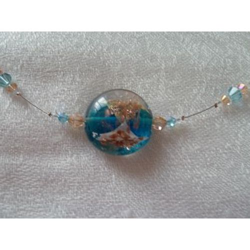 Collier Bleu-Turquoise Swarowski Et Verre