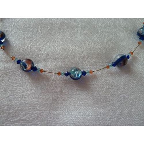 Collier Bleu-Klein Swarowski Et Verre