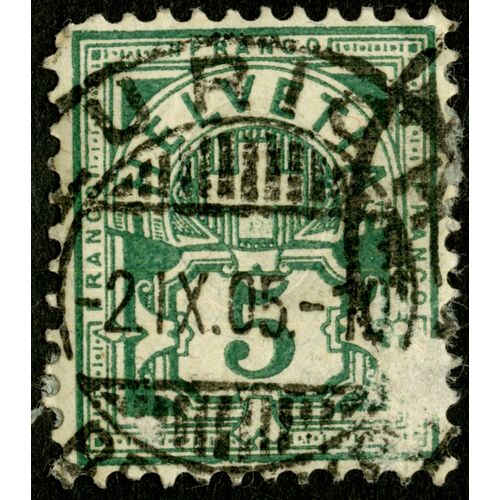 Timbre Oblitéré Helvetia, Franco, 5