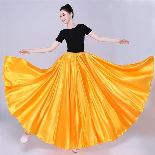 Jupe De Danse Du Ventre En Satin Résistant Pour Femme,Jupes Longues Gitanes,Vêtements D'entraînement De Séparés Euse,Or Massif Assressenti,540d,720