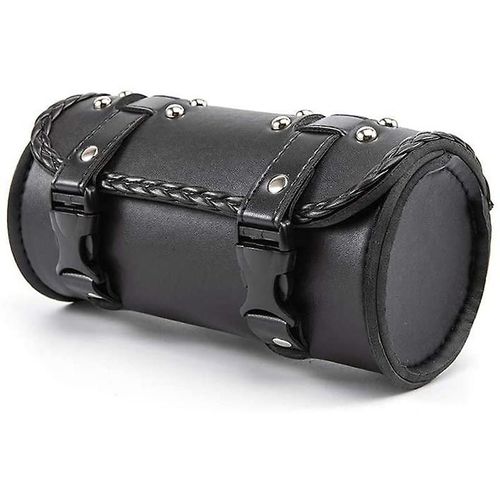 Sacoche De Fourche De Moto Pu En Cuir Vélo Guidon Pochette À Outils Sissy Bar Rouleau Sac De Rangement Sacoche De Selle, Universel