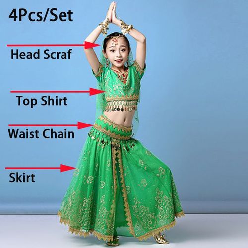 Ensemble De Olympiques De Danse Du Ventre Pour Enfants,Jupe De Danse Du Ventre,Robe De Scène Pour Filles,Vêtements Indiens,Compétition
