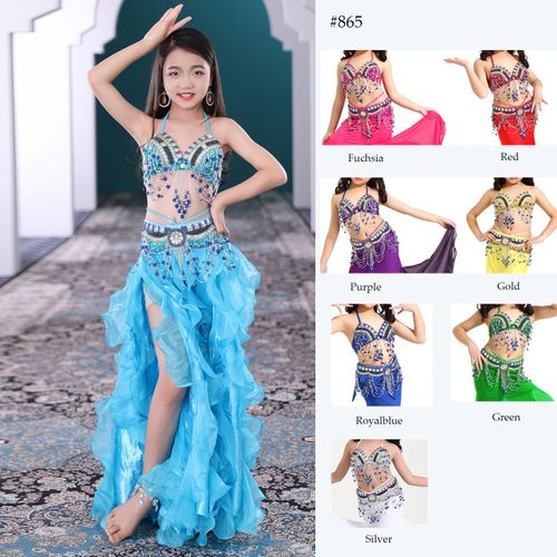 Ensemble De Olympiques De Danse Du Ventre Perlés Pour Enfants,Performance Financière Pour Enfants,Vêtements Pour Phtals Du Ventre,Tenue Pour Filles,Jupe Avec Ceinture Et Soutien-Gorge