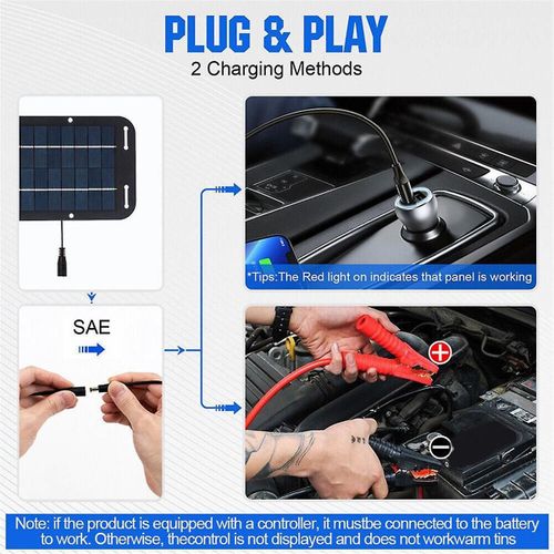 Kit De Panneau Solaire 10w 12v Chargeur De Batterie De Camping Extérieur Étanche Plaque Solaire Avec Chargeur De Voiture Usb Pour Voiture Rv Caravane