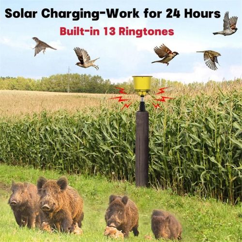 Nouveau répulsif solaire pour oiseaux, haut-parleur d¿enregistrement temporisé, alarme sonore et lumineuse pour protéger les rizières ou les vergers, jaune
