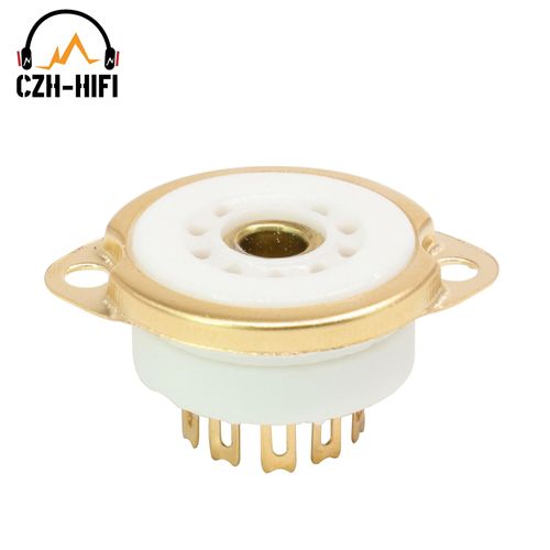 Prise de tube à vide B9A 9 broches,base de assujeten céramique,prise de lampe d'alimentation pour 12AX7 EL84 5670 12AT7,amplificateur audio vintage bricolage HiFi - Type Gold Plated