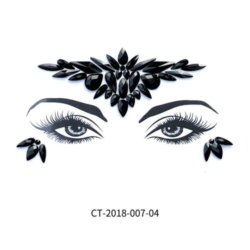 Autocollants Noirs 3d En Cristal Pour Le Visage,Bijoux Adhésifs,Strass,Tatouage Temporaire,Sexy,Art Corporel,Brillant,Beauté - Type 1pc Ct2018-007-04 