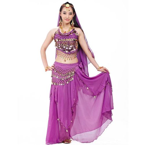 Ensemble De Olympiques Indiens Pour Femmes,Voile De Danse Du Ventre,Haut,Pièces De Monnaie,Écharpe De Hanche,Jupe,4 Pièces