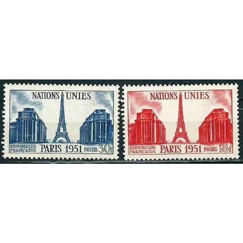 France 1951, Beaux Timbres Neufs* Yvert 911 Et 912, 6ème Cession Des Nations Unies - Paris.
