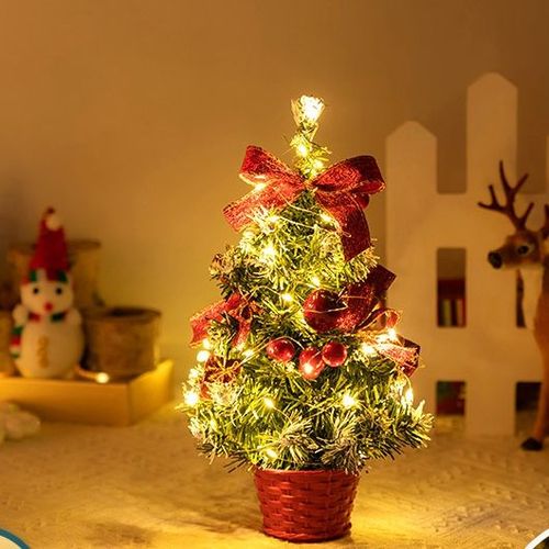 40cm accueil Mini petit arbre de Noël crypto décorations de Noël décorations de bureau - arbre de Noël avec arc rouge