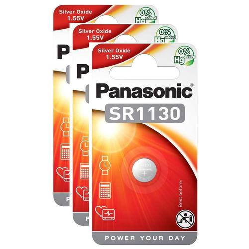 Panasonic Lot de 3 Piles Bouton Oxyde D'argent SR54 (SR1130 EL) 1,55 V