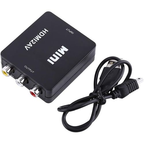 Convertisseur HDMI vers RCA, HD 1080p numérique HDMI vers RCA Vidéo Composite Audio AV CVBS Adaptateur Convertisseur avec câble de Chargement USB pour TV, magnétoscope VHS, enregistreur DVD(Noir)