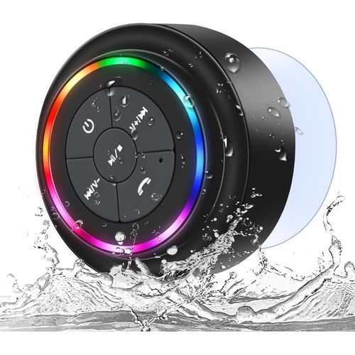 Étanche Enceinte Bluetooth Portable Lumière LED,Étanche IPX7 Haut-Parleur de Douche Étanche Enceinte Bluetooth Waterproof pour Douche Camping Voiture Voyage Paires à Tous Les appareils Bluetooth