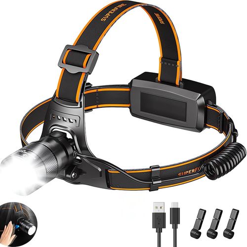 Lampe Frontale Led Ultra Puissante,3000 Lumens 5 Modes D'éclairage Lampe Frontale Led Avec Capteur De Mouvement, Batterie 2800mah Rechargeable Usbfrontale Led Pour Pêche Camping Cyclisme