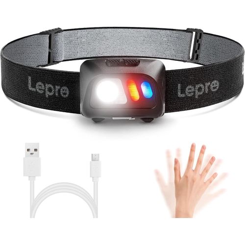 Lampe Frontale Rechargeable, 1500 Lux 5 Modes D'eclairage, Torche Frontale Led Ultra Puissante Usb, Détecteur De Mouvement, 60° Réglable Étanche Et Léger Pour Pêche, Camping, Course À Pieds