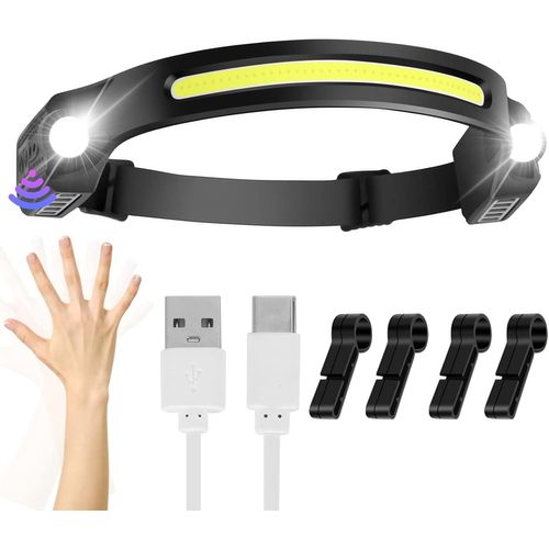 Lampe Frontale Rechargeable,Lampe Frontale Led Ultra Puissante 2 Projecteurs Xpe Led 260 °Wide View/Ipx4 Étanche Mains Libres Lampe De Poche Cadeau Pour Adultes Enfants Camping,Course,Pêche,Cyclisme