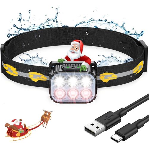 Lampe Frontale Led Ultra Puissante, Rechargeable Lampe Frontale Étanche Avec Lumière Rouge, 6 Modes D'éclairage & 36h D'autonomie, 350lm Torche Frontale Léger Pour Camping/Pêche/Cyclisme/Course