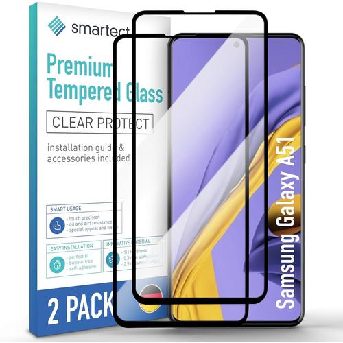 Verre Trempé [2 Pièces, Full Screen, Clear] Pour Samsung Galaxy A51, Protecteur D'écran En Verre Hd Anti Rayures, Sans Bulles, Dureté 9h, 0.3mm Ultra Transparent, Ultra Résistant