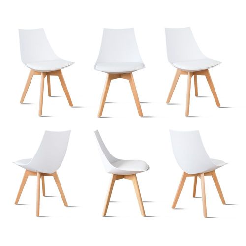 Lot De 6 Chaises Scandinaves Blanches - Prague