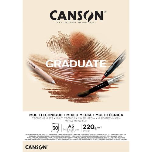 Canson Bloc Dessin 30f Graduate Mixed Media Naturel A5 220g