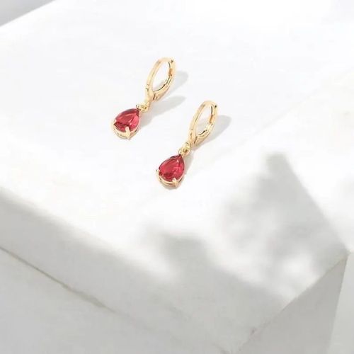 Boucles D¿Oreilles Plaqué Or Avec Petite Pierre