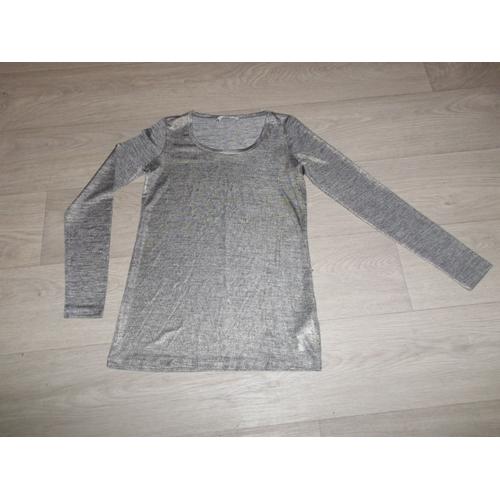 Haut, Tee Shirt Liu Jo Gris Acier Et Doré Taille Xs/S Tbe