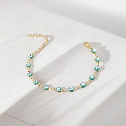 Bracelet Femme ?il Vert Plaqué Or 