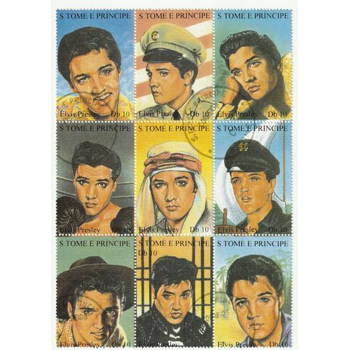 Beau Bloc Oblitéré De 9 Timbres Sao Tomé Et Principe "Elvis Presley" 1994 Timbres N° 1212 À 1220