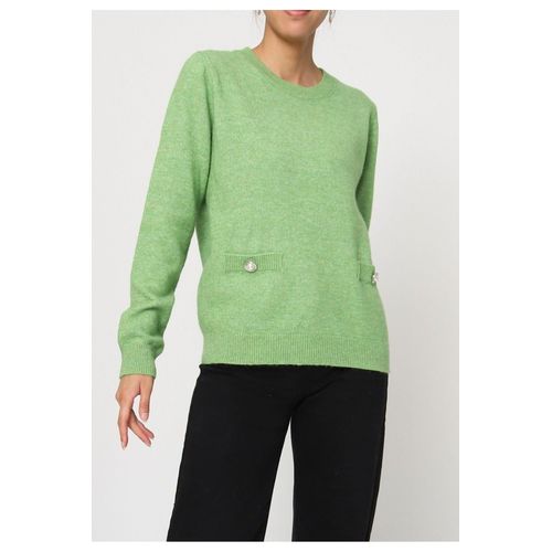 Pull Col Rond Vert Femme