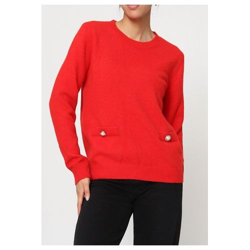 Pull Col Rond Rouge Femme