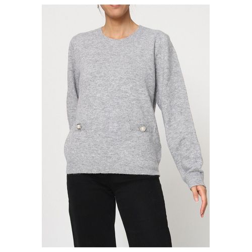 Pull Col Rond Gris Femme
