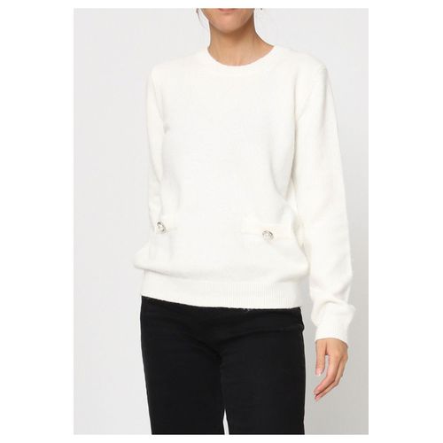 Pull Col Rond Blanc Femme