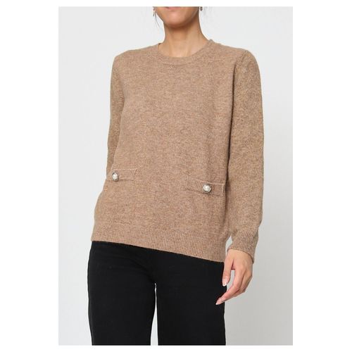 Pull Col Rond Marron Femme