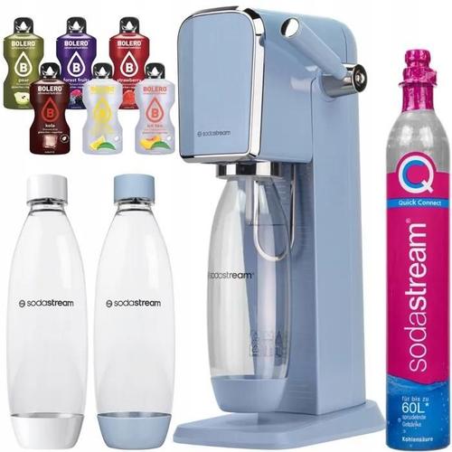 SodaStream Art Blue Saturator une bouteille + Sodastream Pet Bottle Blanc 1 litre + boléro