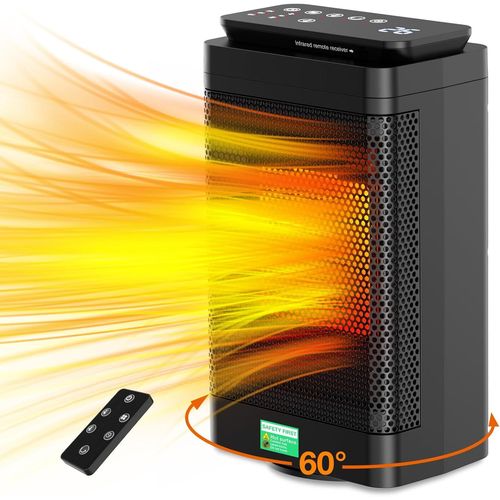 Chauffage D'Appoint-1500W Radiateur Electrique,Ptc Chauffage Soufflant,3 Modes,Télécommande,60° Oscillation,24H Minuterie,Protection Anti-Basculement/Surchauffe,Pour Salon Chambre Salle Bain