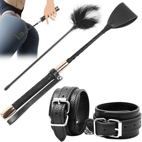 Fouet+Bâton De Plume+Menottes, Sex Toy Spanking, Fouet Sexy Erotique, Jouet Sexualité Couple, Retenue Et Bondage, Sex Bondage Cuir Bdsm