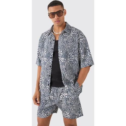 Ensemble Oversize Plissé À Imprimé Animal Homme - Noir - L, Noir