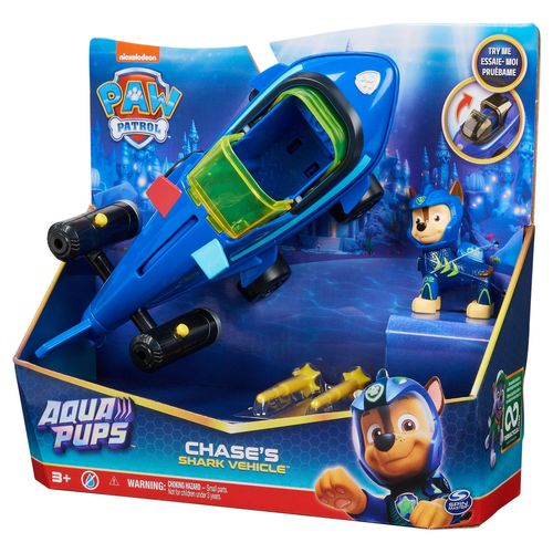 La Pat' Patrouille Vehicule + Figurine Chase Aqua Pups La Pat' Patrouille