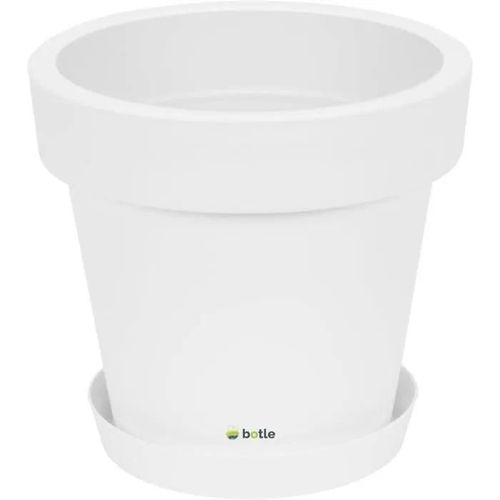 Pot De Fleur Rond Cache Pot 50 X 45,5 Cm En Plastique Blanc Pot De Plantes Pot D?Intérieur Et D?Extérieur